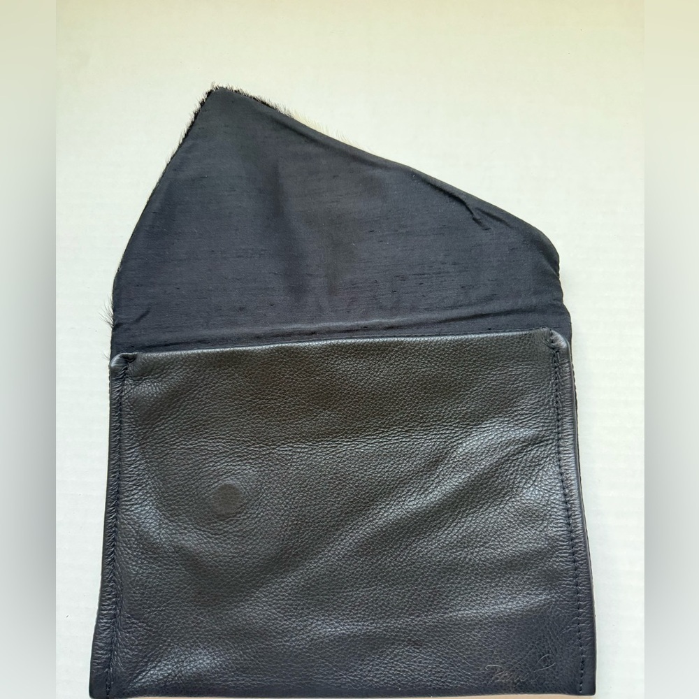 Beaudin Cowhide Black and White Leather Clutch - Picture 3 of 10